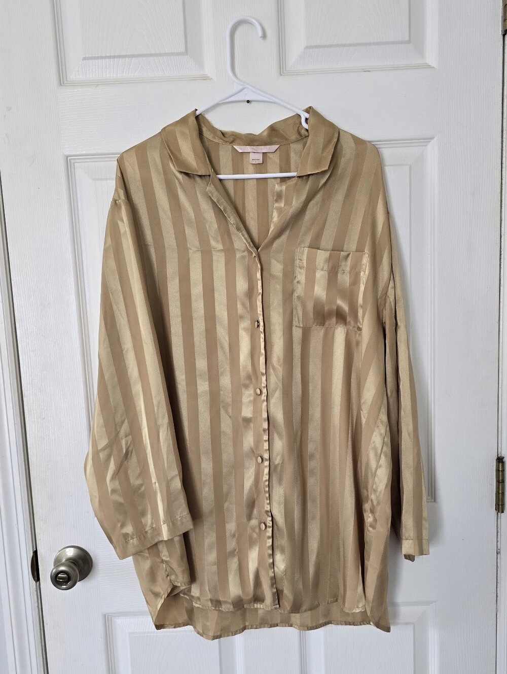 Vintage 2001 Gold Victoria's Secret Oversized Button Down Sleep Shirt Nightgown